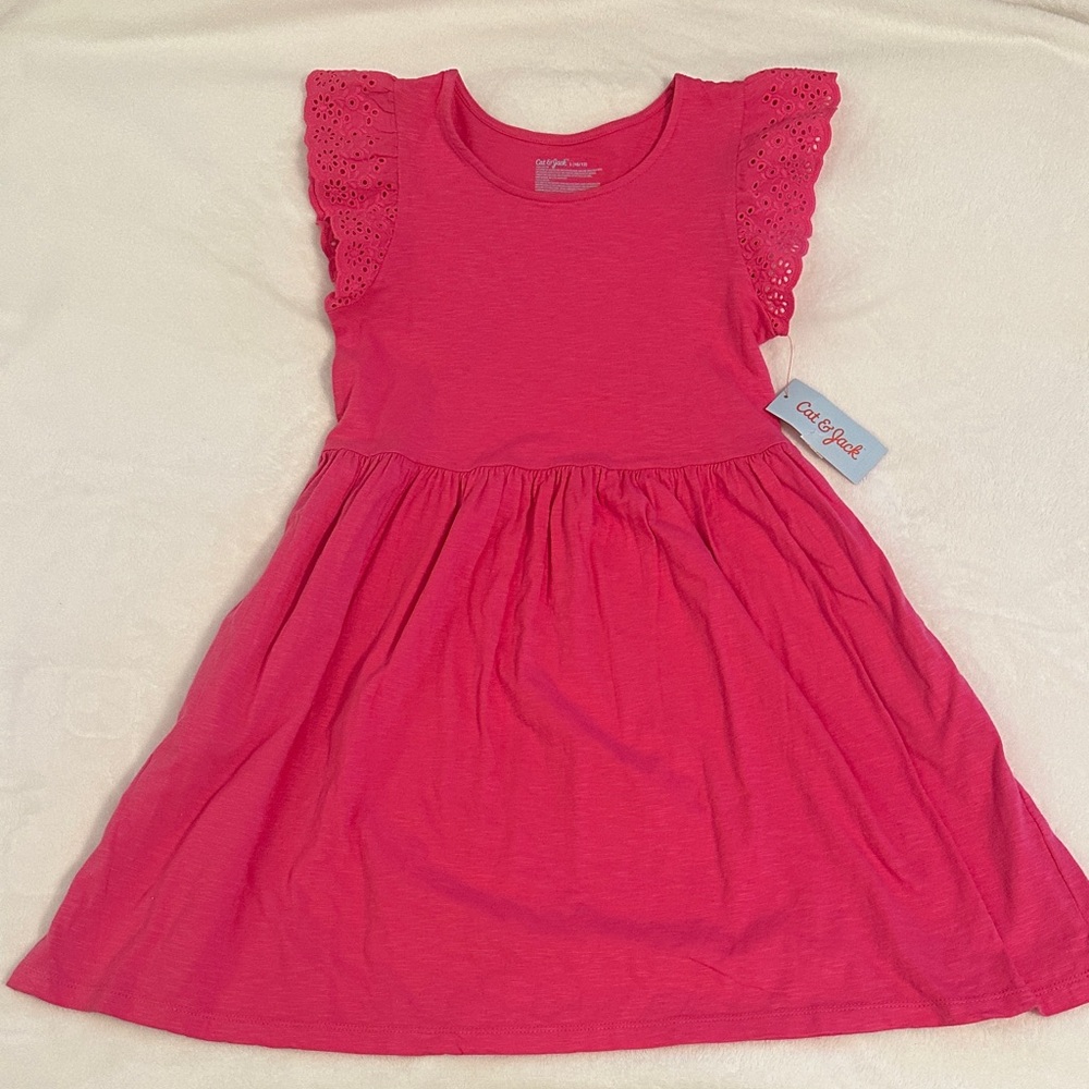 Cat & Jack Fuchsia Eyelet Sleeve Dress